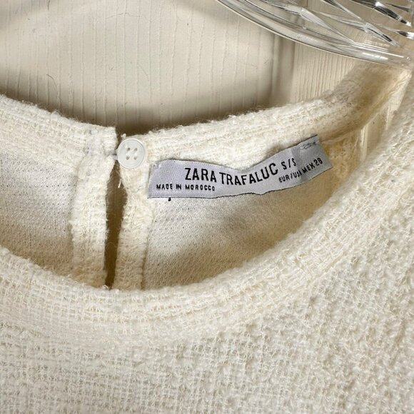 Zara‎ Trafaluc Womens White Black Fringe Halter Top Size Small - Picture 4 of 10